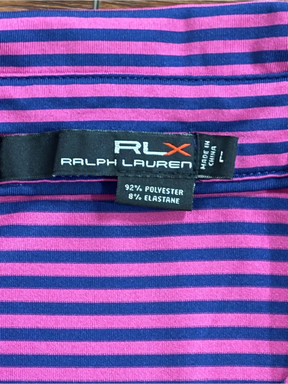 RLX Ralph Lauren Turnberry Isle Miami Golf Polo Pink Navy Striped L